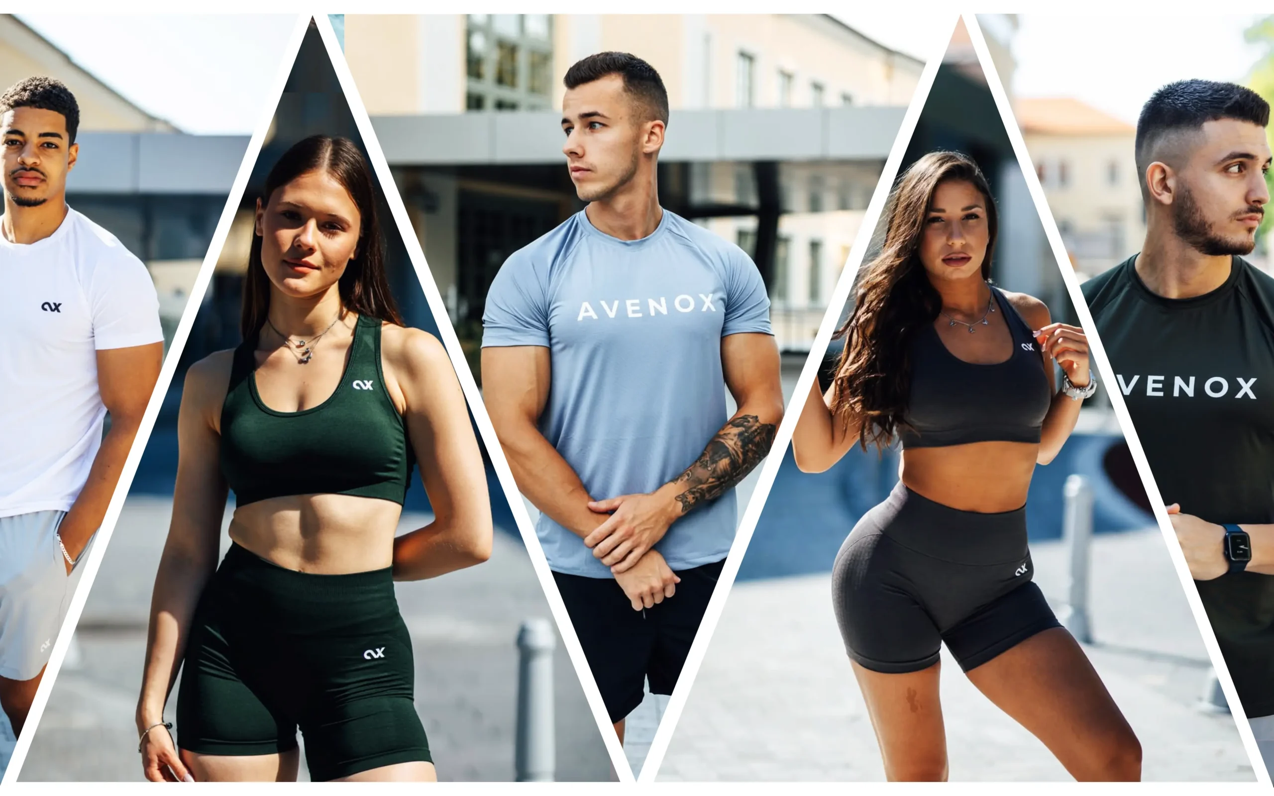 Modeli u avenox sportskoj garderobi na otvorenom.