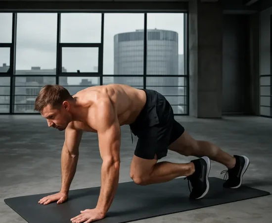 Mountain climber vežba za sagorevanje kalorija i jačanje core mišića – trening za muškarce.