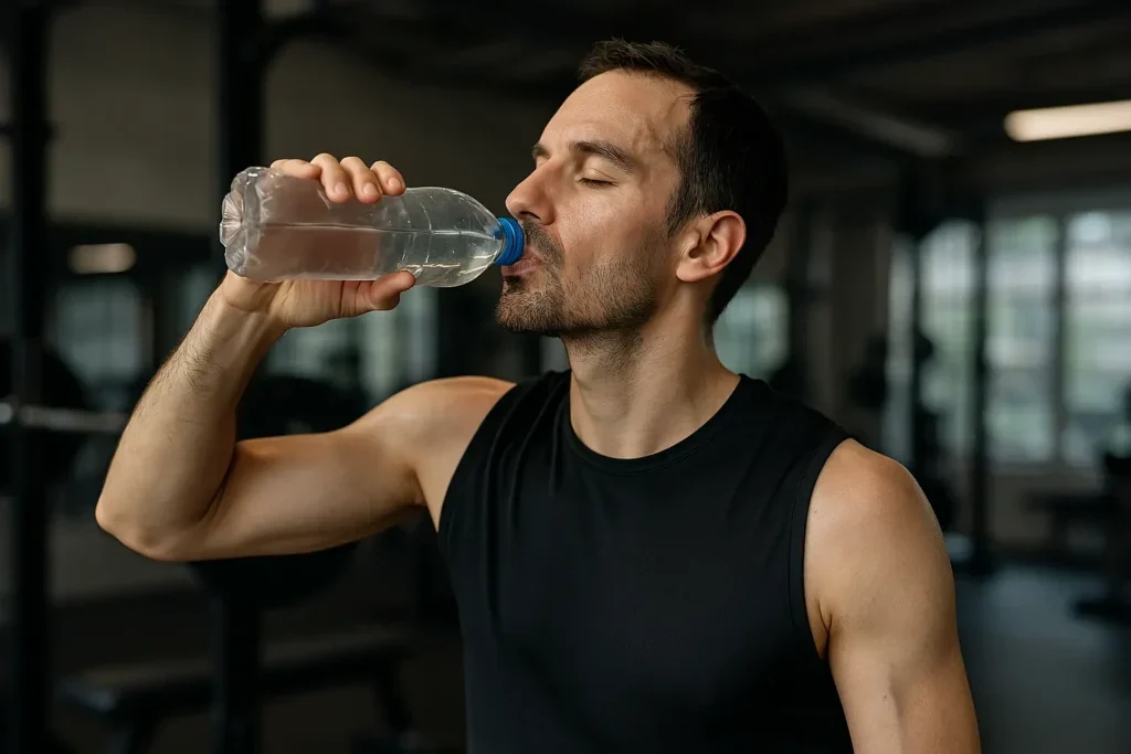 Pijenje vode tokom treninga.