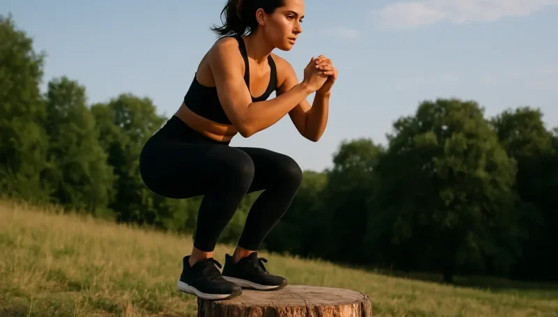 Skokovi na klupu kao funkcionalna kardio vežba na otvorenom.