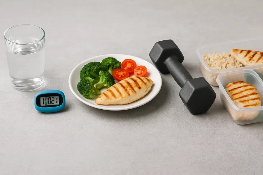 Pet zdravih navika – voda, proteinski obrok, šetnja, teg i pripremljeni obroci.