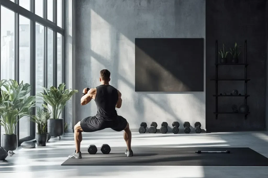 Nicosaar a slim 40 year old man doing working out with dumbbell 4a1573f2 782b 46d9 b320 c470dab4f99d