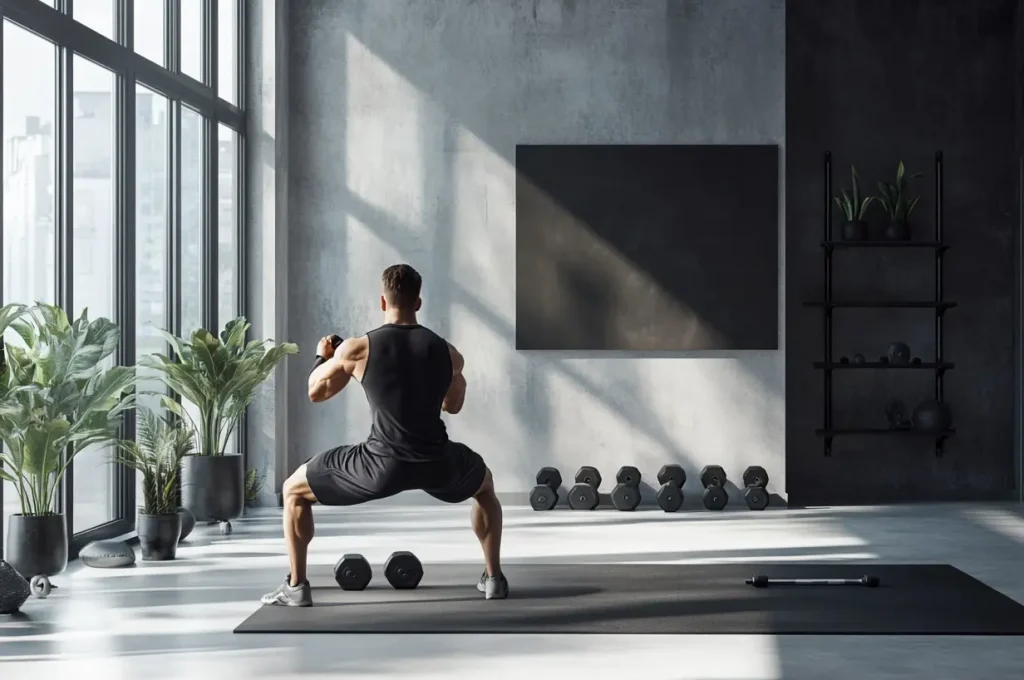 Nicosaar a slim 40 year old man doing working out with dumbbell 4a1573f2 782b 46d9 b320 c470dab4f99d